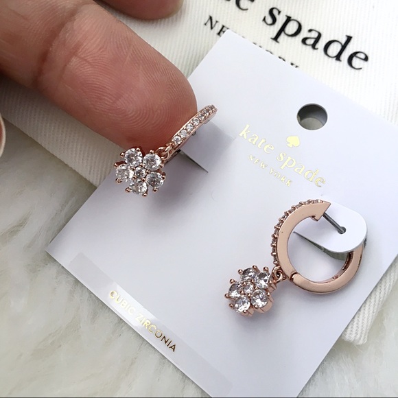 kate spade Jewelry - ♠️ Kate Spade Flower Drop Rose Huggies Earrings